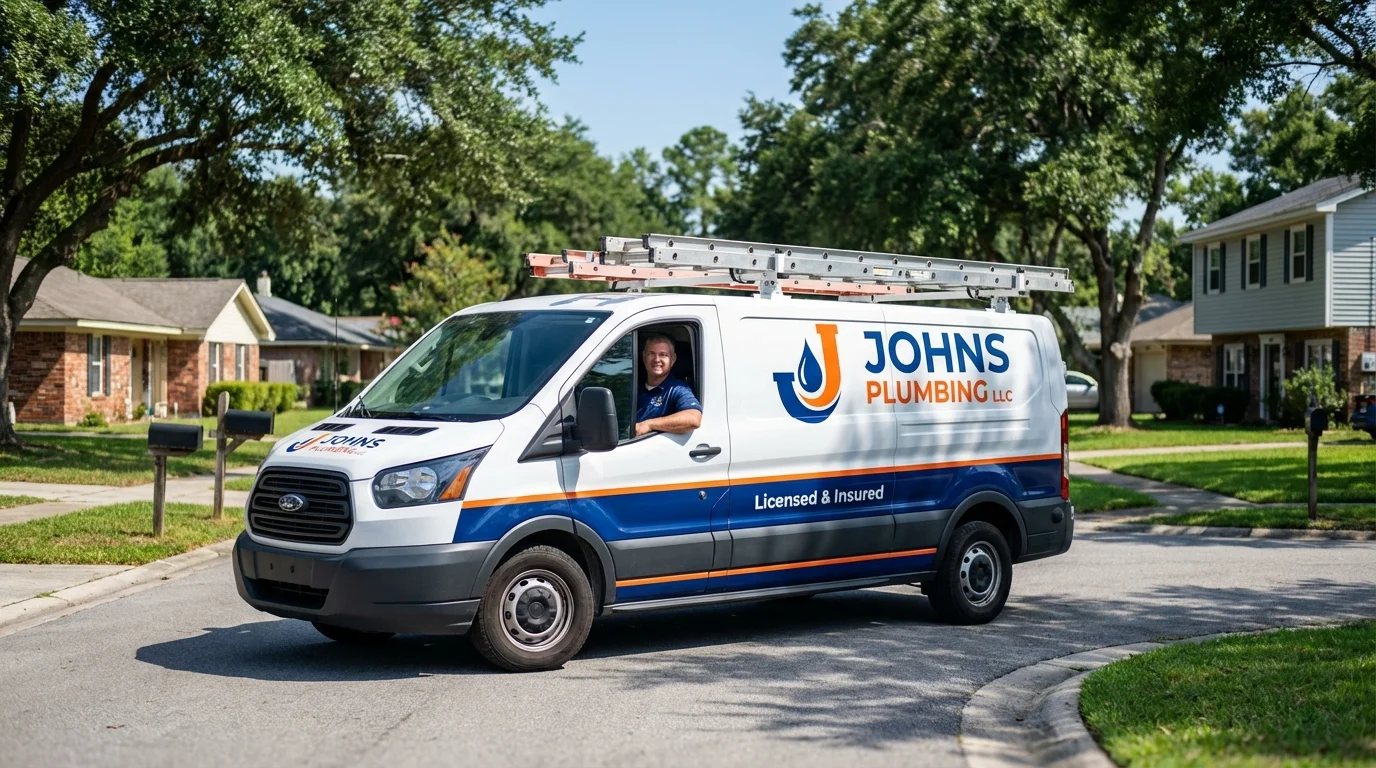 Johns Plumbing LLC service van in Fountain Valley, CA