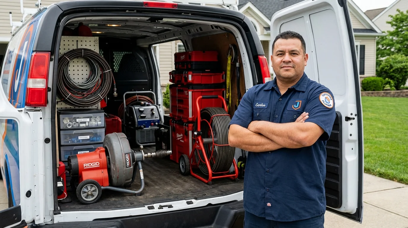 Professional drain cleaning equipment and Johns Plumbing LLC plumber in Fountain Valley